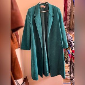 Vintage teal suede full length duster